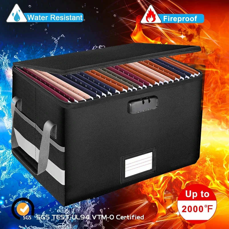 Fireproof Storage Box Identification Important Document Box Organized with Lid Thickened with Lock Folding Large Capacity