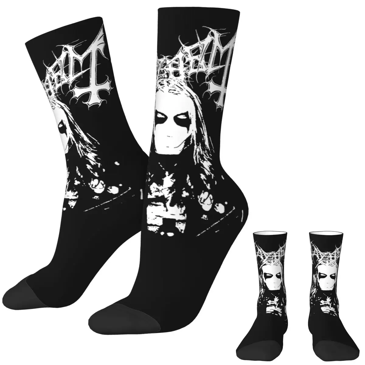 Black Metal Music Mayhem Norway Band Stockings Couple Socks Medium Soft Socks Autumn Outdoor Sports Non Skid Socks Gift Idea