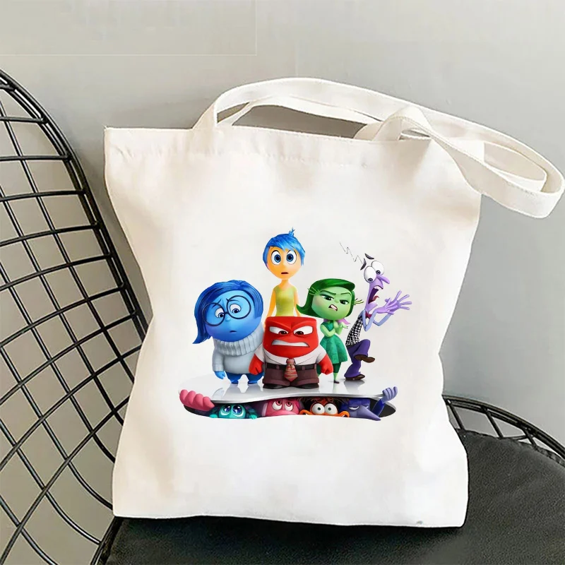 Inside Out 2 Disney New Canvas Bag Cartoon Figure Printed Cute Shoulder Tote Bags Shopping riutilizzabile Storage Handbag Kids Adult