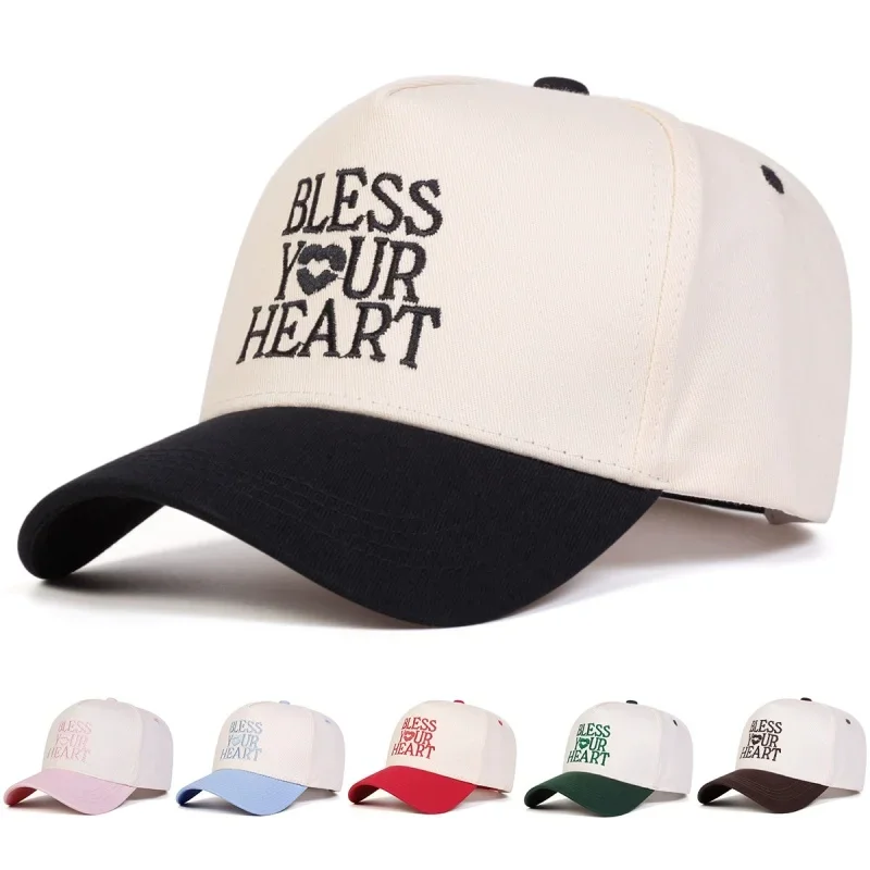 Unisex BLESS YOUR HEART Letter Embroidery Baseball Caps Outdoor Adjustable Spring and Autumn Casual Sunscreen Hat
