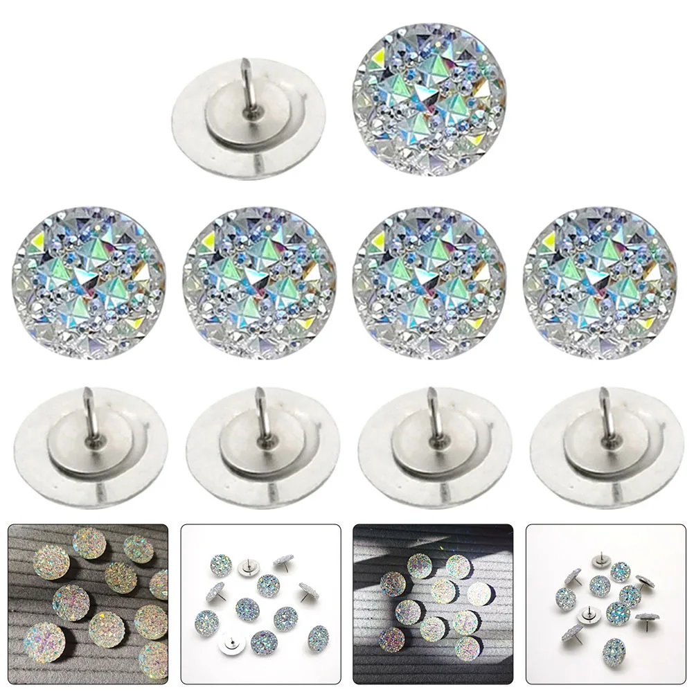 

10Pcs Multi-Function Rhinestone Thumbtacks Delicate Pushpins Resin Map Supplies Desk Accessories Office Desk Accessories