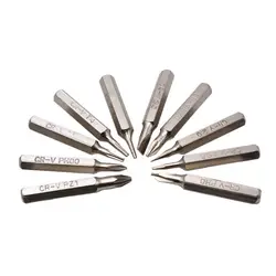 10pcs 28mm Magnetic CR-V Precision Screwdriver Bit Set PH00 PH0 Z1 Z0 3.0 2.0 1.0 T5 T4 0.8 Multifunctional Hex Torx Head Repair