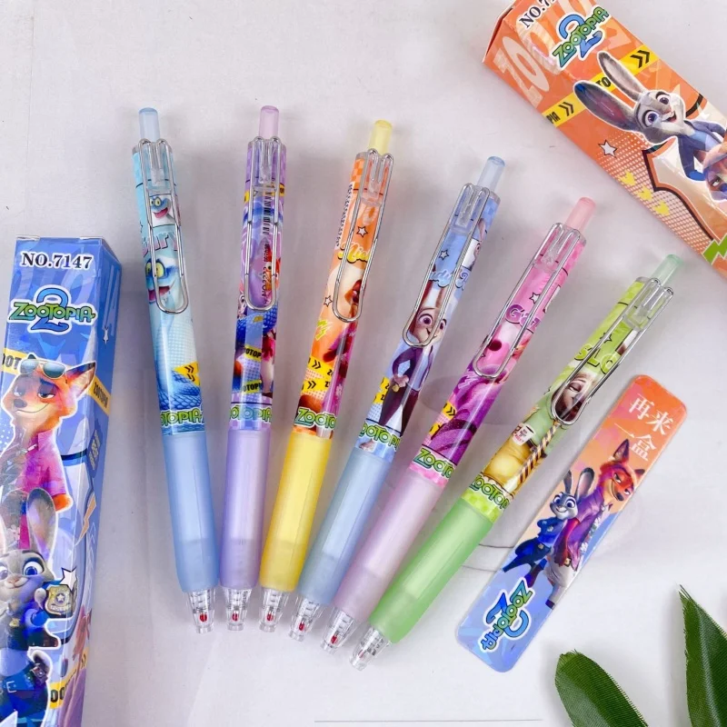 

24PCS/ лот KAWAII DISNEY ZOOTOPIA пресса гель Пен мило 0,5 мм черные чернила нейтральные ручки рекламные школьные принадлежности офиса