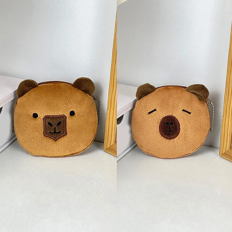 Tas penyimpanan Earphone Capybara Fashion lucu tas koin Capybara kreatif kartun gantungan kunci dompet koin portabel hadiah liontin