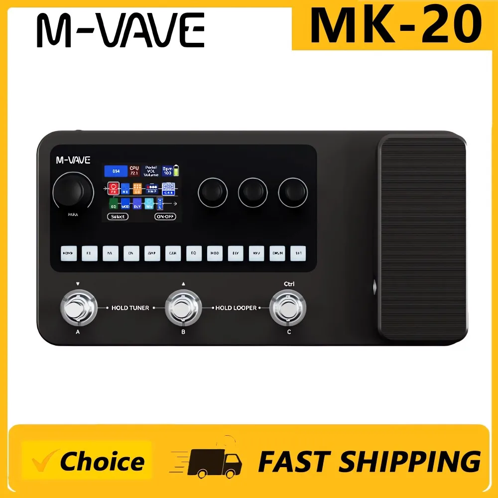 

Многофункциональная педаль эффектов M-VAVE MK-20 для гитары и баса с функциями драм-машинки и лупа