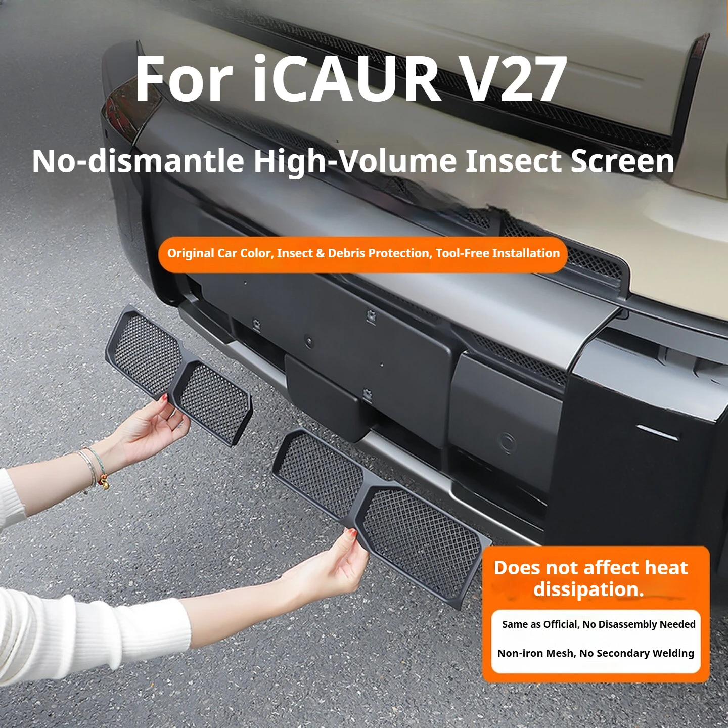 For Chery iCAUR V27 Car High-Flow Insect Screen No Disassembly Required Original Factory Paint  Air Intake Protective Cover