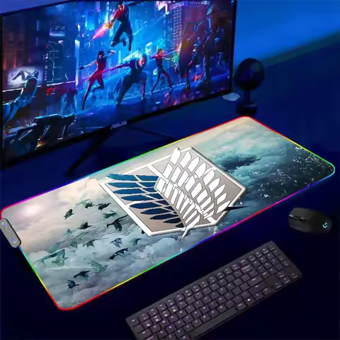 Anime A-Attack on T-Titan For Rgb Mouse Pad Xxl Steelseries Laptop Mat Gaming Mousepad Backlit Keyboard