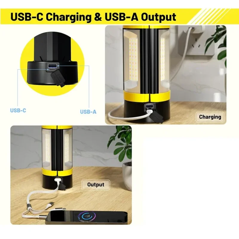 yyhcYYHCPortable Spotlight Working Lamp USB Rechargeable Flashlight LED COB Camping Work Inspection Light