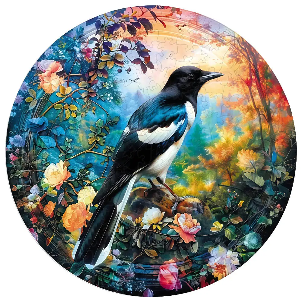 Lovely Cat Bird Dog Wood Jigsaw Unique Circular Wooden Animal Puzzle for Adult Kids Intelligent DIY Toys Holiday Gifts