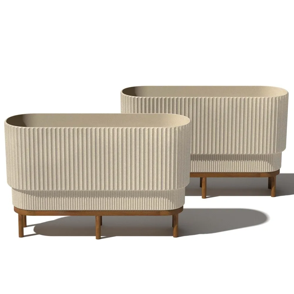 Demi Series Raised Long Planter Wide Planter with Stand