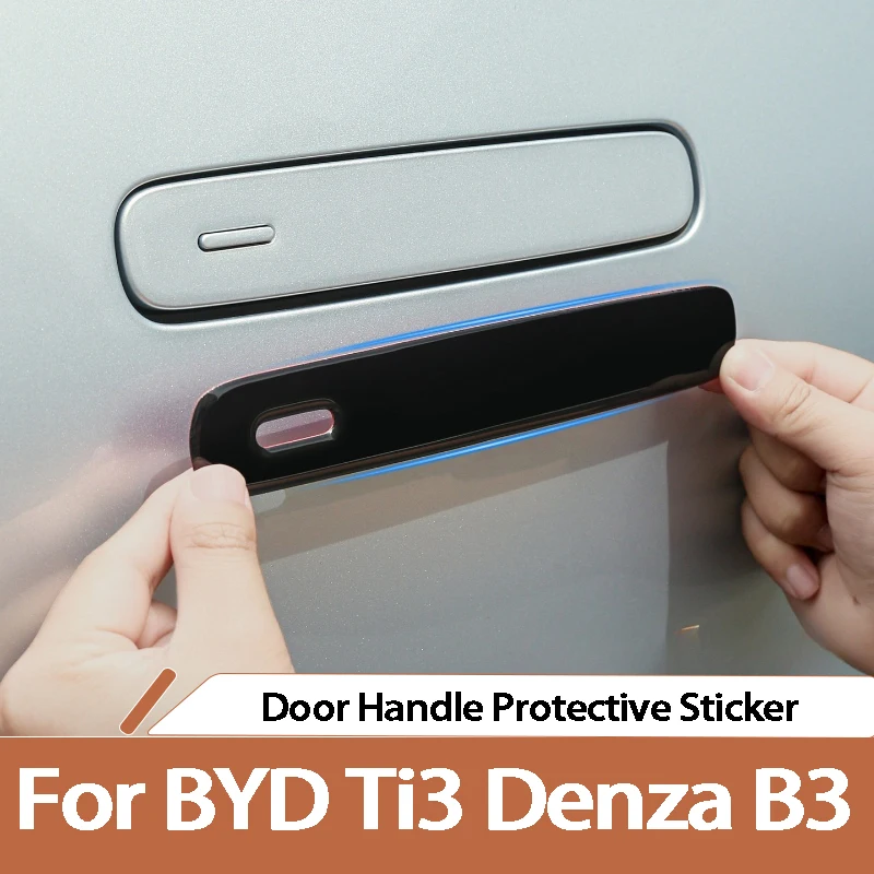 For BYD Formula Leopard Titanium 3 Ti3 Denza B3 Door Handle Protector Stickers Black Decor Handle Cover Trim Auto Accessories