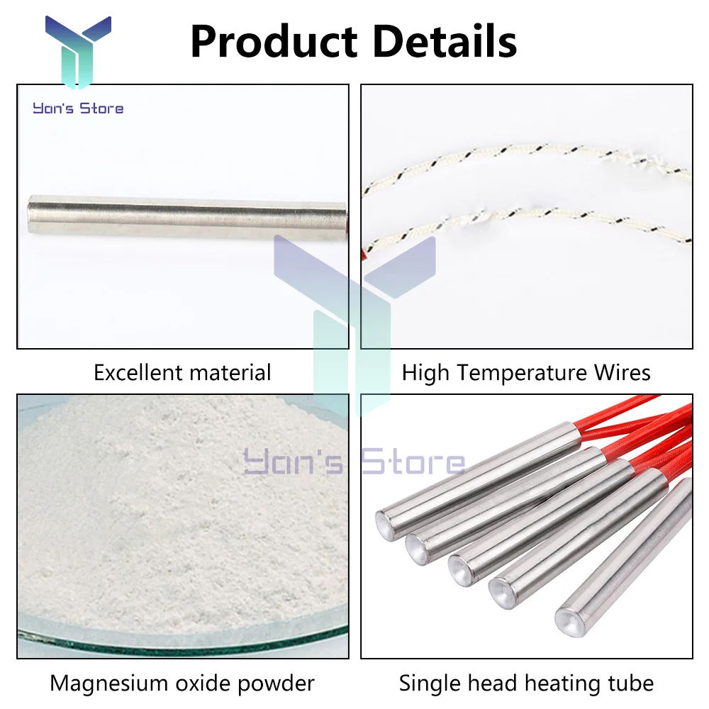 1PC YD-M3 Single Head Heating Tube Element Cartridge Heater Rod Block Kit Thermistor Mould Single Head Heating Tube -2℃~+60℃