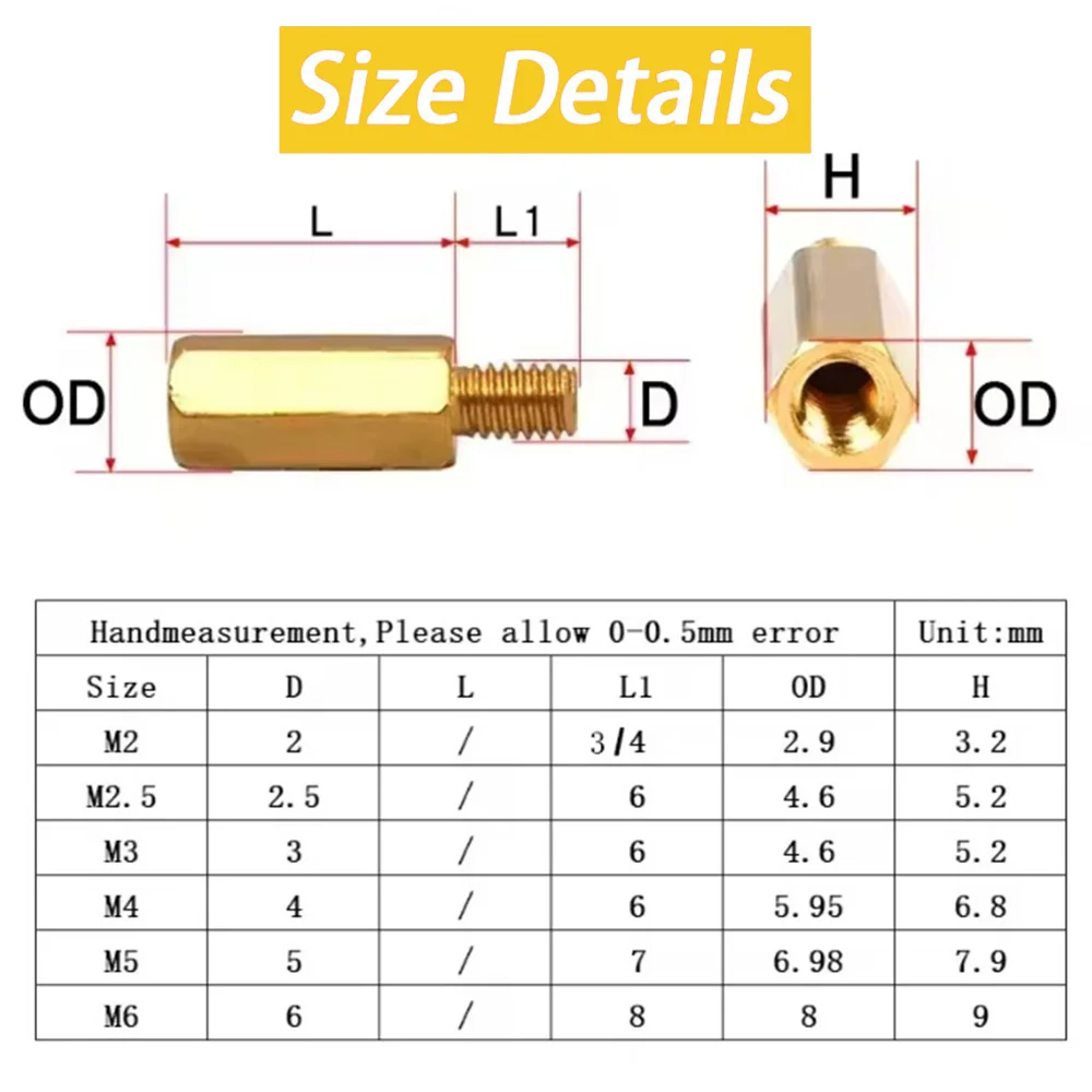 1/5/10/20pcs Hex Brass Spacing Screw M4 M5 M6 M8 Motherboard Standoffs Screws Threaded Pillar PC Motherboard Standoff Spacer