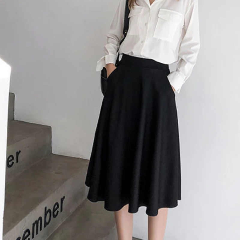 Women's Skirt High Waist Female Skirts A Line Midi Premium New In Chic and Elegant Casual Korean Fashion Clothing Trend 2024 V