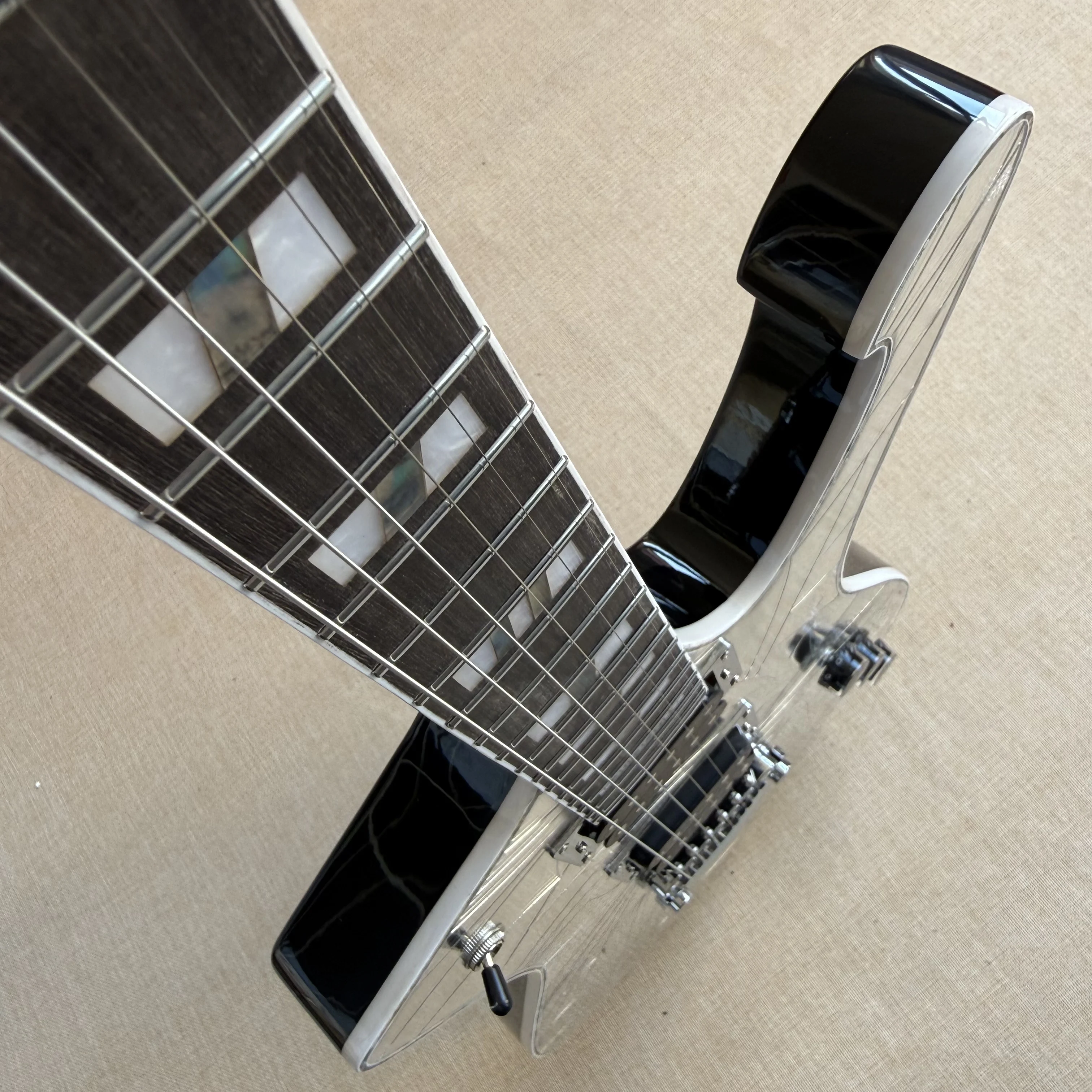 Acrylic Mirror Electric Guitar Custom Cracked Mirror Finish Right Handed 6‑String Mahogany Body Maple Neck Rosewood Fretboard