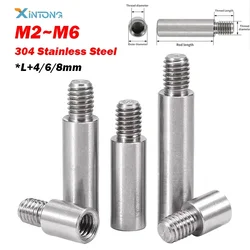 M2 M2.5 M3 M4 M5 M6 304 Stainless Steel Threaded Pillar *L+4/6/8mm Round Spacing Screw PCB Standoff Spacer Single Head Column