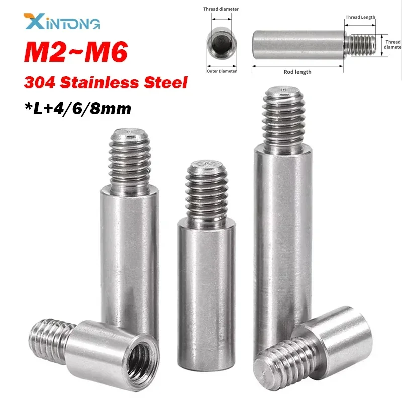 M2 M2.5 M3 M4 M5 M6 304 Słupek gwintowany ze stali nierdzewnej *L+4/6/8mm Okrągła śruba dystansowa PCB Podkładka dystansowa Kolumna z pojedynczą głowicą