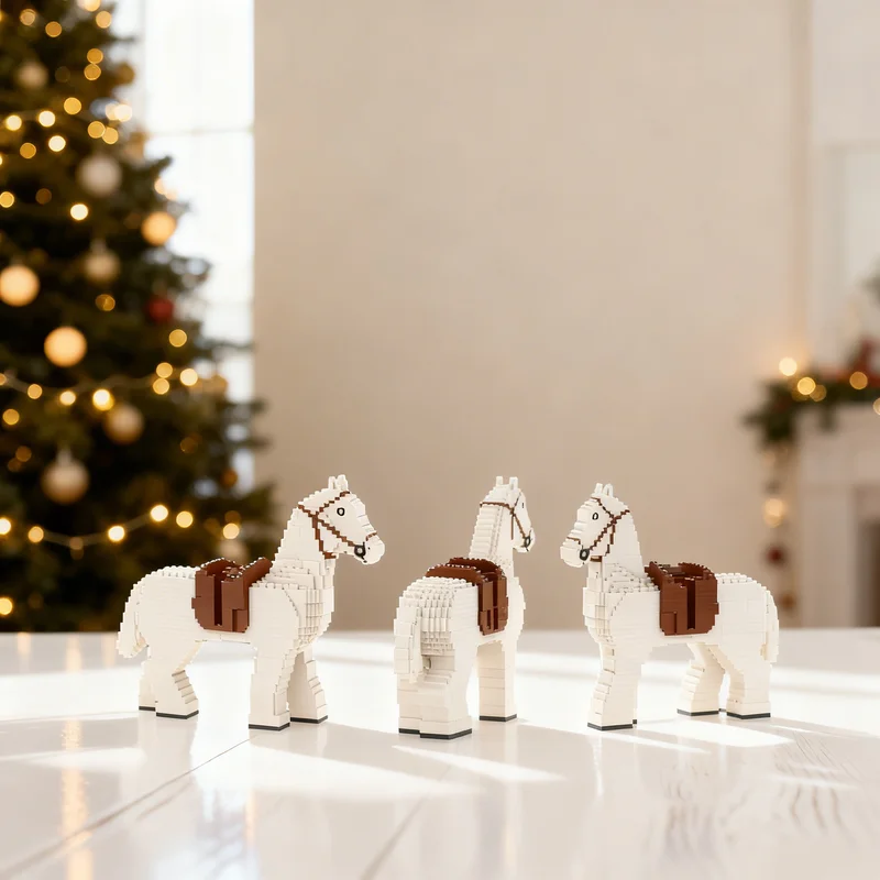 

4830pcs MOC Maxi Figure White Horse With Brown Saddle Castle Model Building Blocks DIY Gift Creative Collectible Display Decor