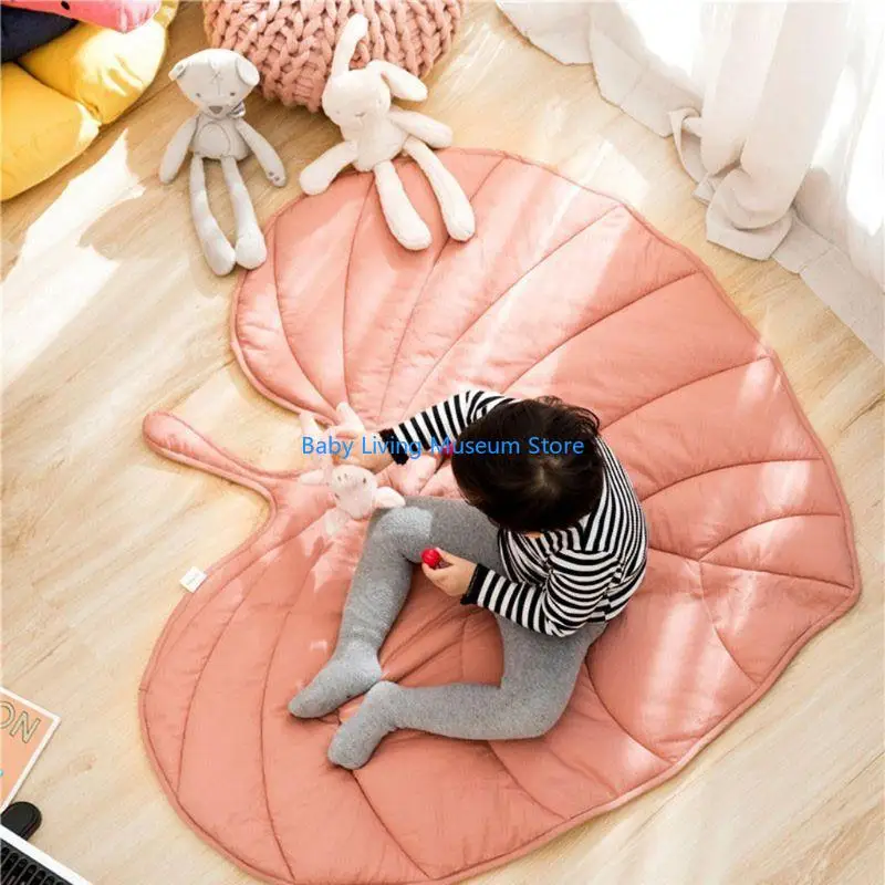 

P31C Baby for Play Mat Crawling Carpet Game Rug Boys Girls Kids Room Decor Baby Nursery Rug Leaf Shaped Soft Cotton Carp