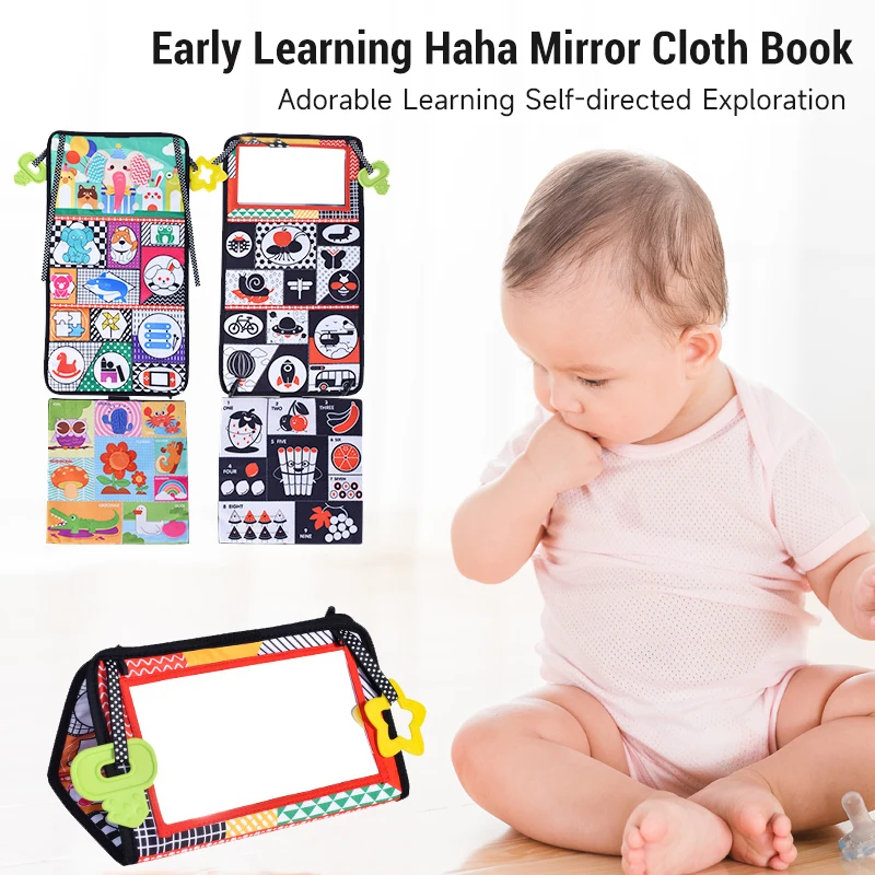 Montessori Baby in bianco e nero cartone animato Ha Ha specchio libro genitore-figlio interattivo precoce educativo per bambini giocattoli sensoriali regalo