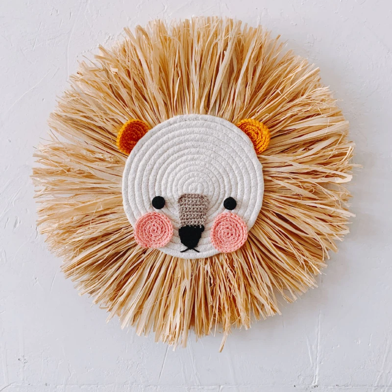 INS Nordic Weaving Cartoon Small Lion Tiger Scarecrow Home Wall Decoration Children's Room Children's Clothing Shop Props