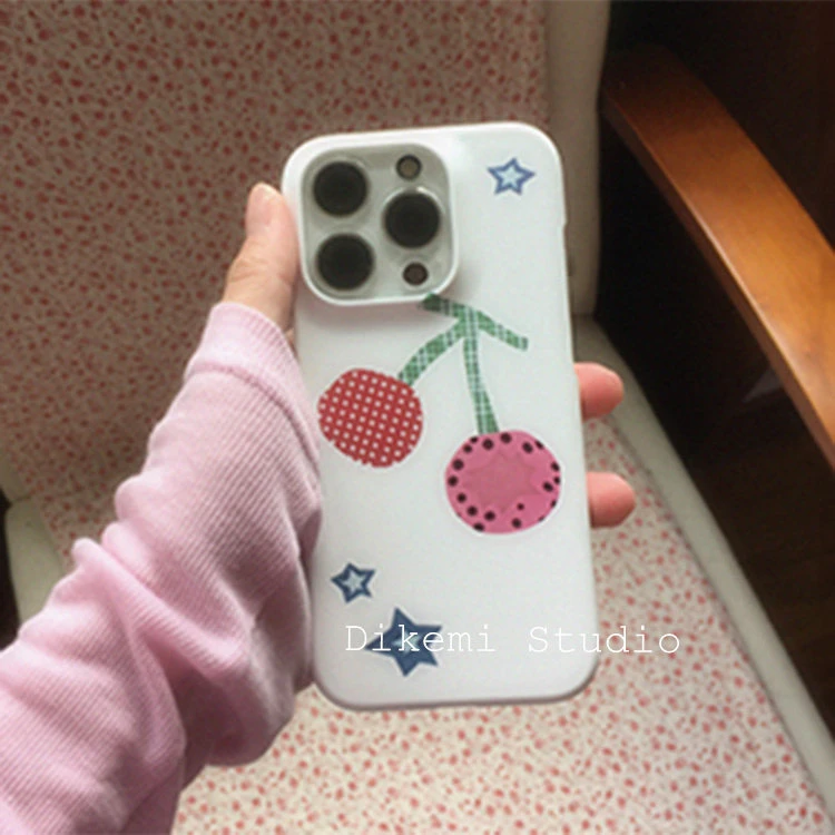 Sweet Girl Heart Cherry Star Y2K Phone Case For iPhone 17A 16E 15 14 13 Pro Max 16 15 14 Plus Anti Drop Protective Back Cover