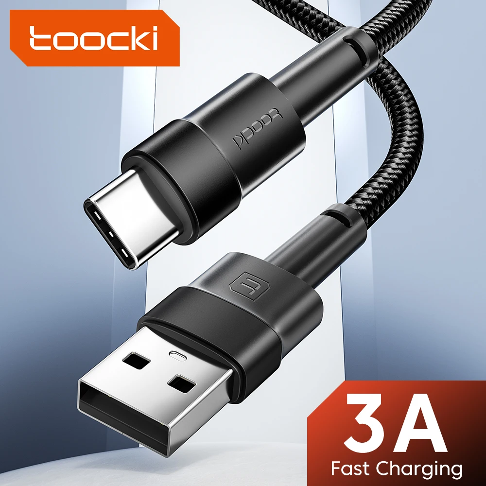 Toocki 3A USB Type C Cable Fast Charge Type C Charging Cable Mobile Phone Data Cord For Samsung Xiaomi Redmi Poco OPPO VIVO 0.5M