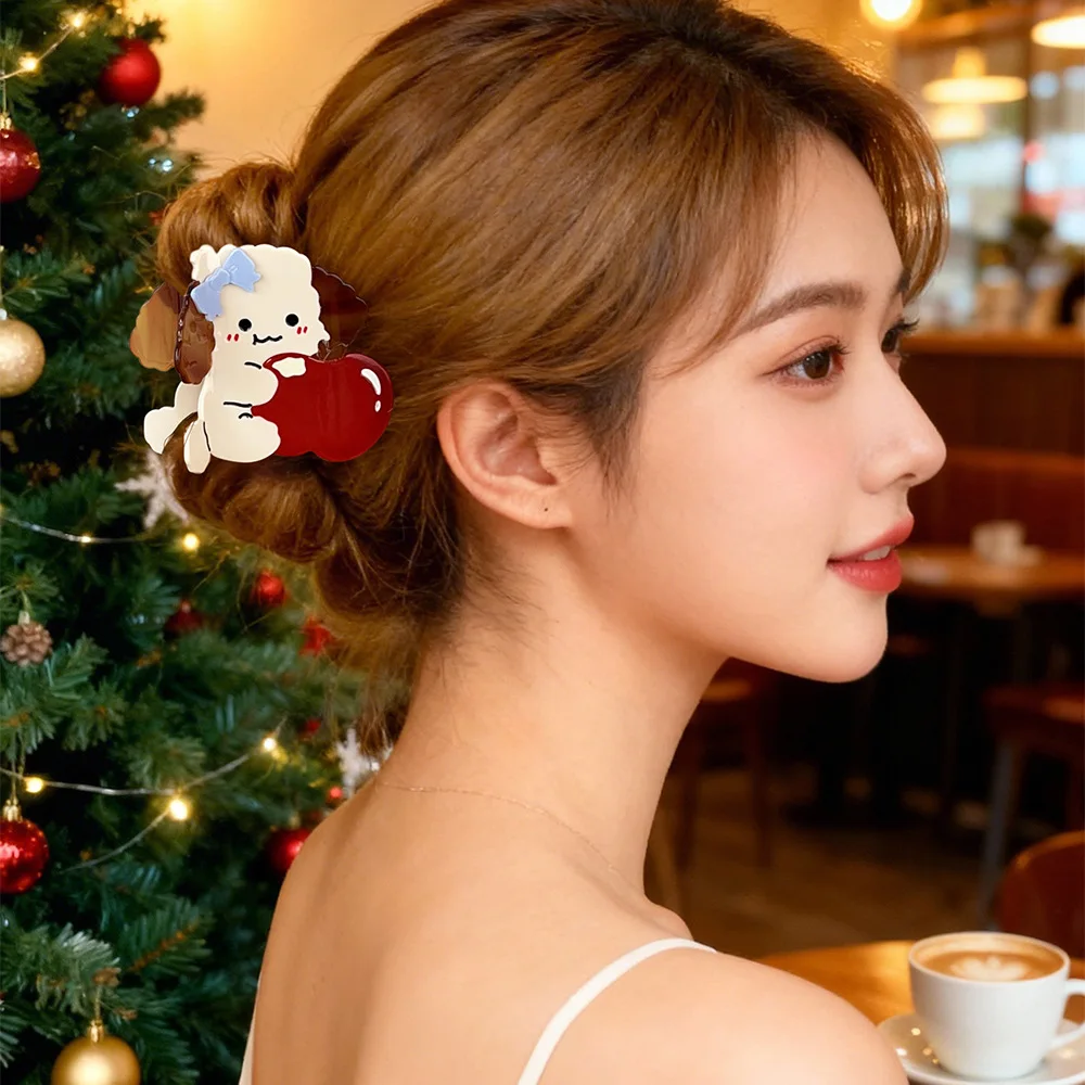 

New Cartoon Apple Dog Hair Clip, Hair Clip for Scratching The Back of The Head, Hair Bun Clip