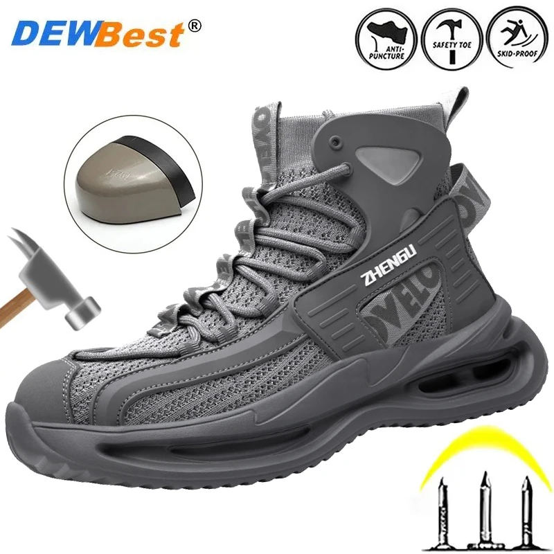 

Four seasons high-top men's breathable wear steel head anti-smash anti-puncture work shoes safety protection shoes