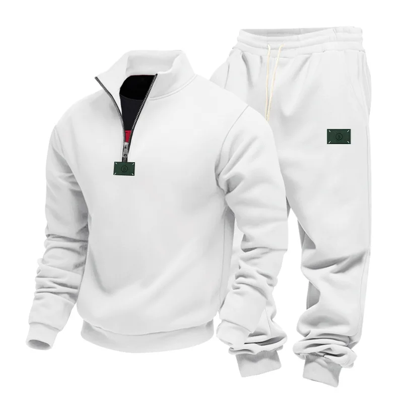 مجموعة سراويل رياضية كاجوال للرجال بشعار مخملي فضفاض للشتاء عبر الحدود وياقة واقفة وياقة واقفة #5