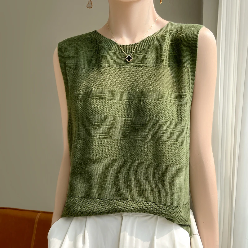 fashion sleeveless worsted sweater basic O-neck fashion high-end women\'s knitted sleeveless pullover T-shirt