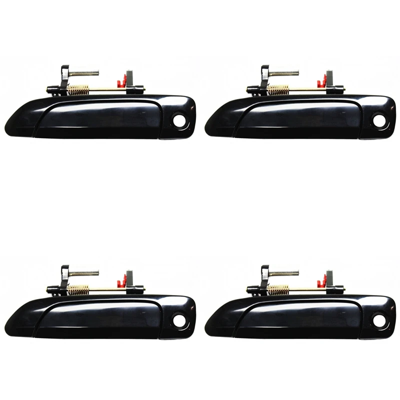 

4X Left Front Exterior Outside Door Handles Black LH New For 2001-2005 Honda Civic Sedan