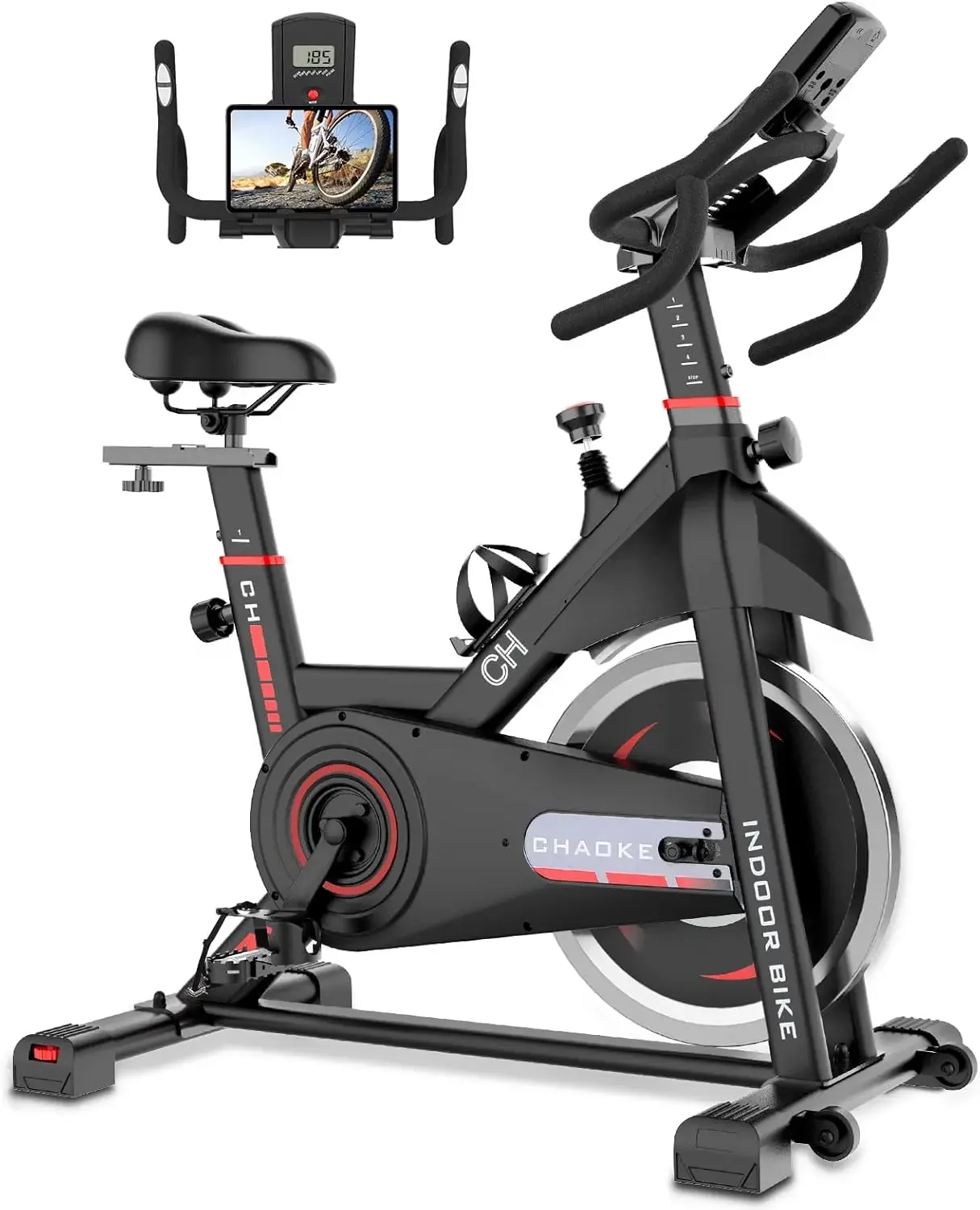 Bike Stationary, Indoor Cycling Bike with Heavy Flywheel, Comfortable Seat Cushion, Silent Belt Drive, LCD Monit