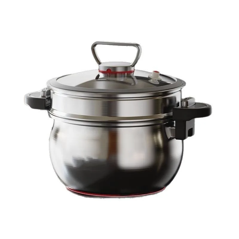 Stainless steel micro-pressure cooking pot, steaming soup pot multi-functional composite, three-layer steel micro