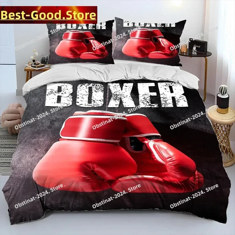 복싱 글러브 복서 파이트 침구 세트 프린트 침구 세트 베개 커버 포함 침대 이불 커버 부드러운 싱글 더블 퀸 슈퍼 킹 사이즈