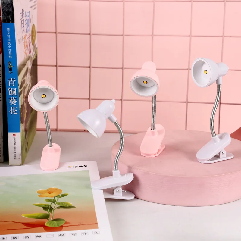 2024 New Mini Desk Lamp Creative Eye Protection Reading Cute Girl Heart Clip Lamp Bedside Light Portable Book Clip Lamp