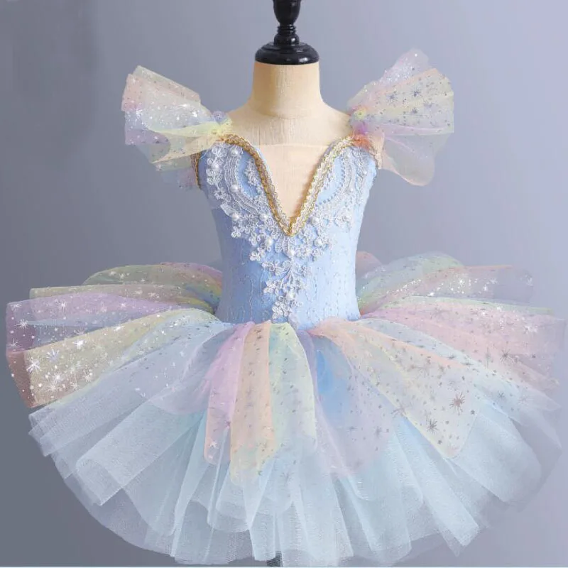 Robe Tutu de Ballet Blanche à Paillettes pour Fille, Tenue de brevJazz, Salle de Bal, 303