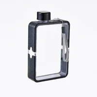 Bouteille d'Eau de dehors Portable de 380ml, Tasse Carrée Plate de Voyage, Taille A5, Bouilloire Transparente de Fitness en Plein Air 3