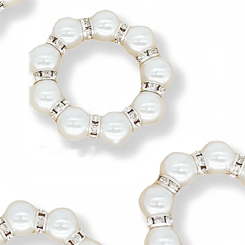 

ABYN-100Pcs Pearl Napkin Rings Napkin Ring Holder Imitation Beaded Napkin Rings Elegant Rhinestone Serviette Rings Buckle