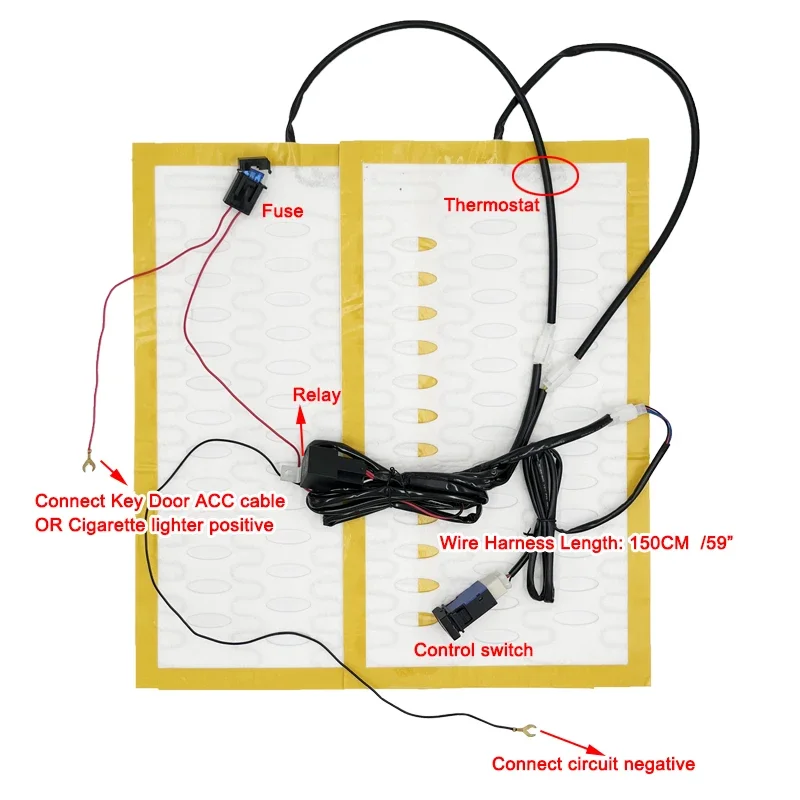 Universal Built-in Car Seat Heater Fit 2 Seats DC12V Alloy Wire Heating Pads Control Switch System For Auto Seats