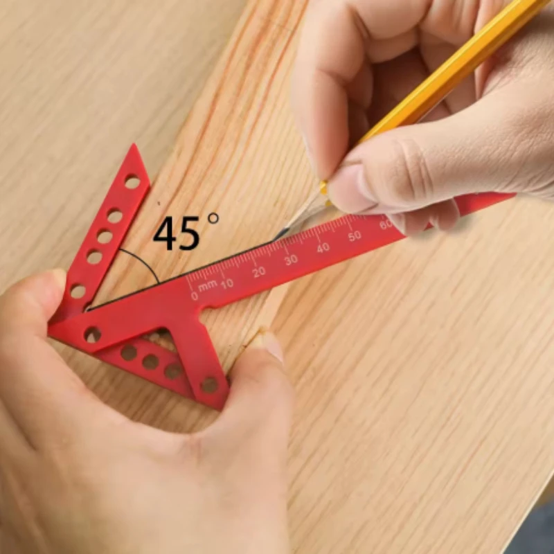 Aluminum Woodworking Square Center Finder 45/90 Degree Right Angle Carpenter Ruler Scribe Measuring Tool for Woodworking