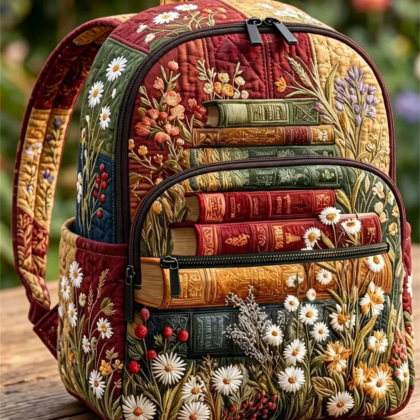 Vintage Quilted Backpack, No Embroidered Patterns, Simple Versatile Student & Commuter Travel Daypack for