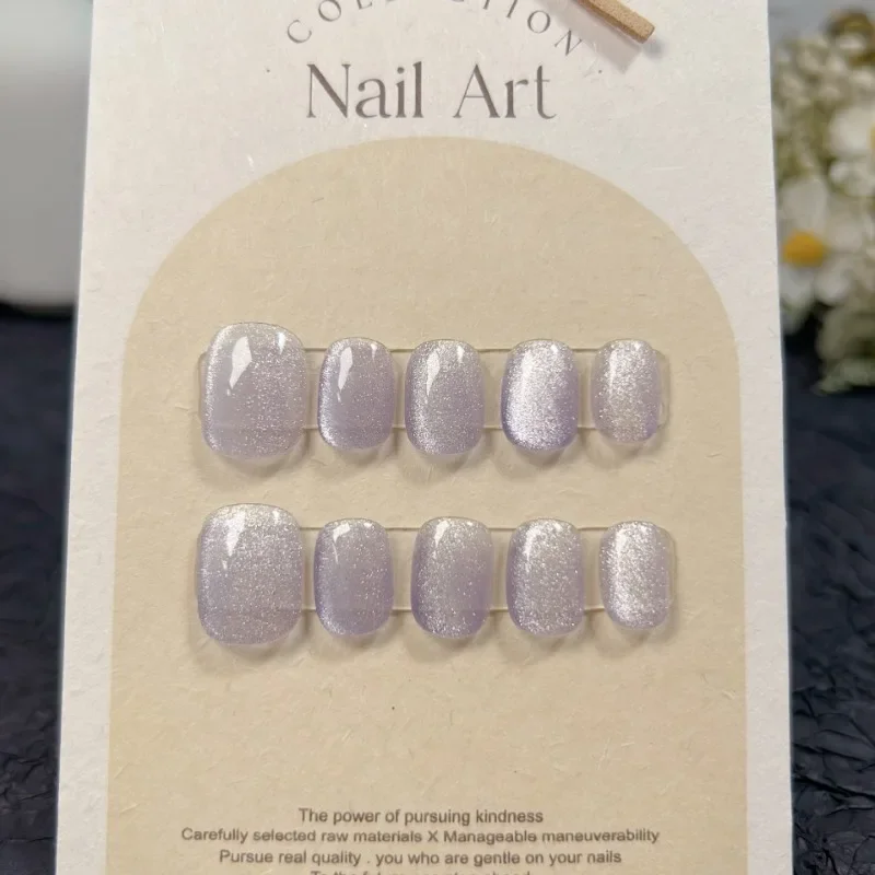 

10pcs Handmade Peach Short Pink Detachable False Nails with Tools Nail Art High Quality Simple Girls Fake Press on Nails Patch