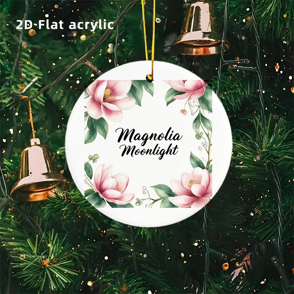 

2D flat design, 1 piece of pink narcissus flower - frame-shaped acrylic pendant with drip effect and pointed top3.15*3.15 inches