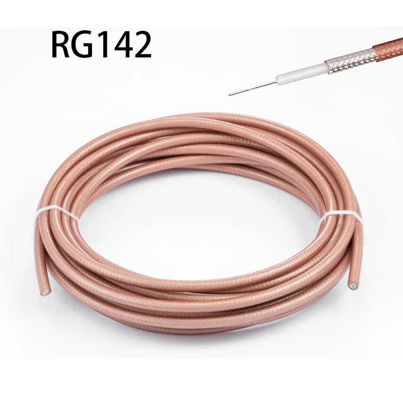 Cable Coaxial RF RG-58 RG142 RG316, alimentador de antena de baja pérdida, 50 Ohm, 50-1,5, 50-3 Especificaciones, cola de cerdo blindada