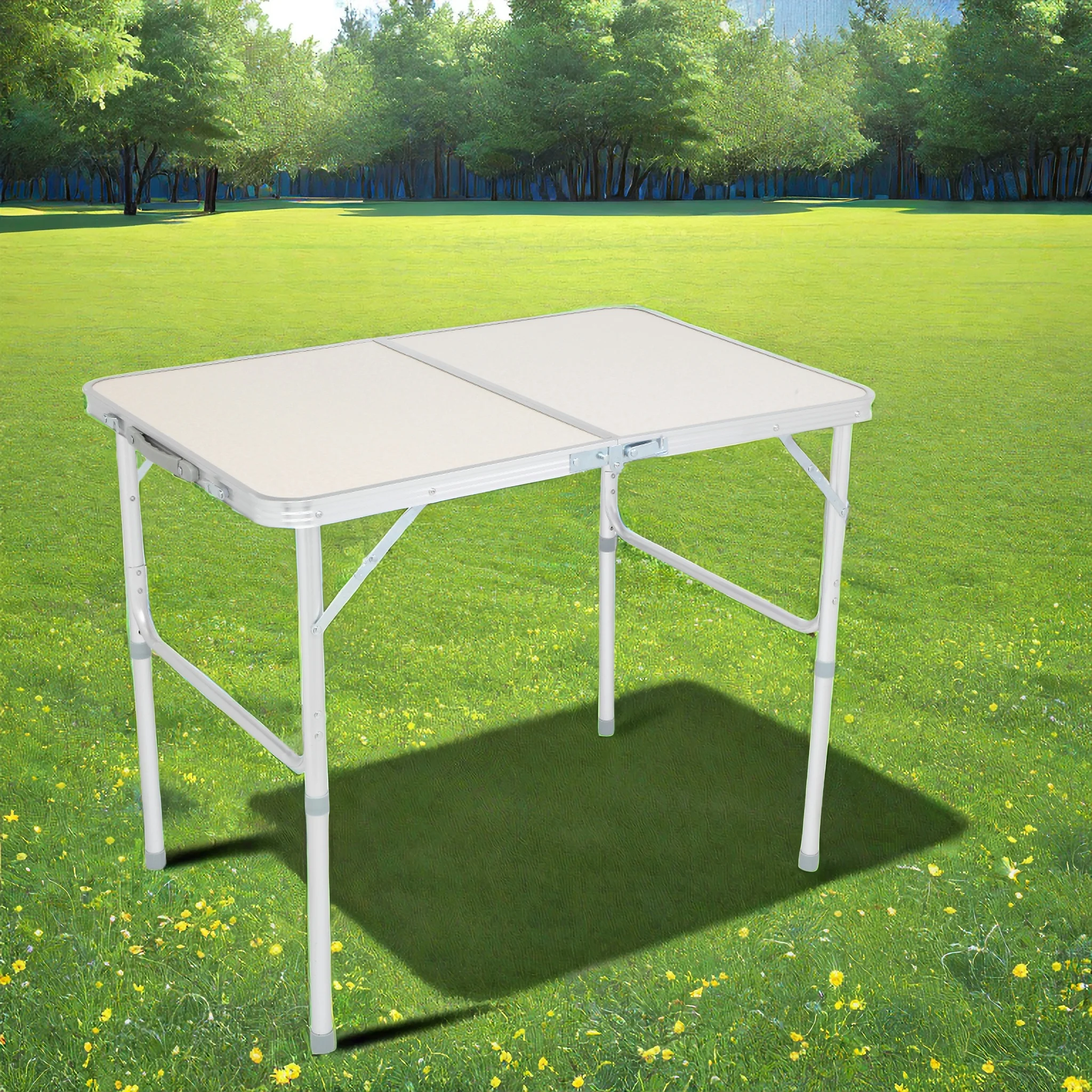 90x60x70cm Aluminum Alloy Folding Table for Outdoor and Home Use White