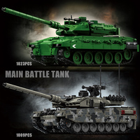 Military WW2 Leopard 2A7 Tiger Heavy Tank Building Blocks War Weapons Merkava M1 99A Main Battle Tank MOC Bricks Toys Kids Gifts