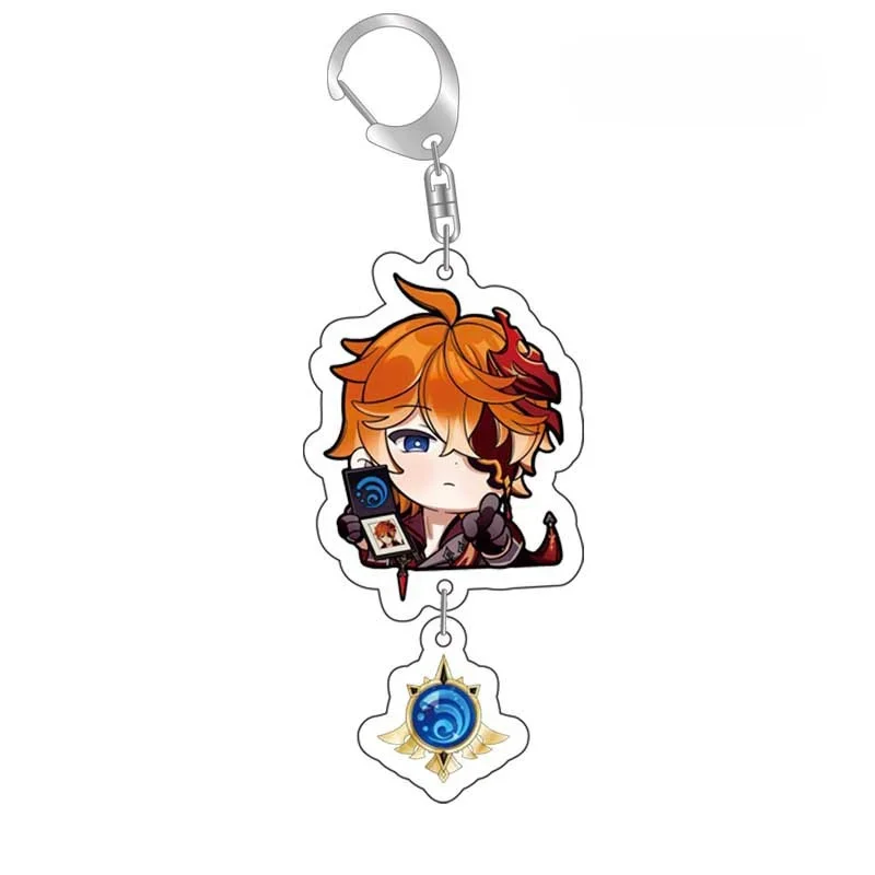 1Set Genshin Impact Acrylic Keychain with Vision Pendant, Kaedehara Kazuha Tartaglia Diluc Kaeya Character Bag Charm for Game Fa