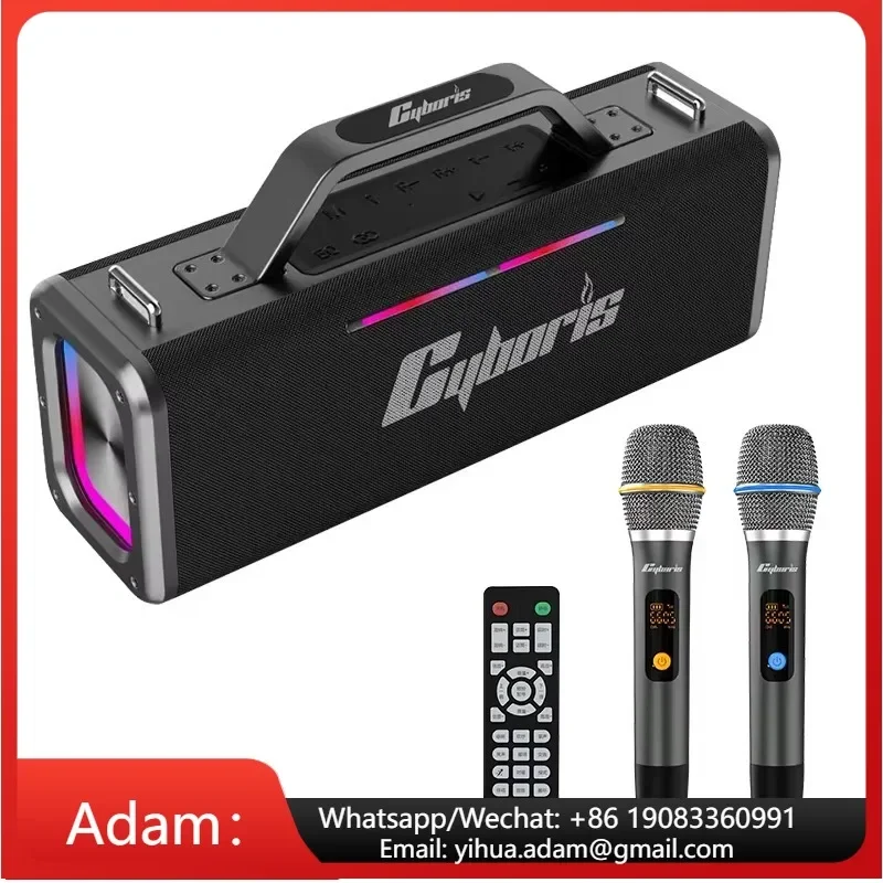 

Cyboris X12 200W Deep Bass Subwoofer Speaker Portable With Lond Sound Live Broadcast With KARAOKE Microphones For Outdoor Party