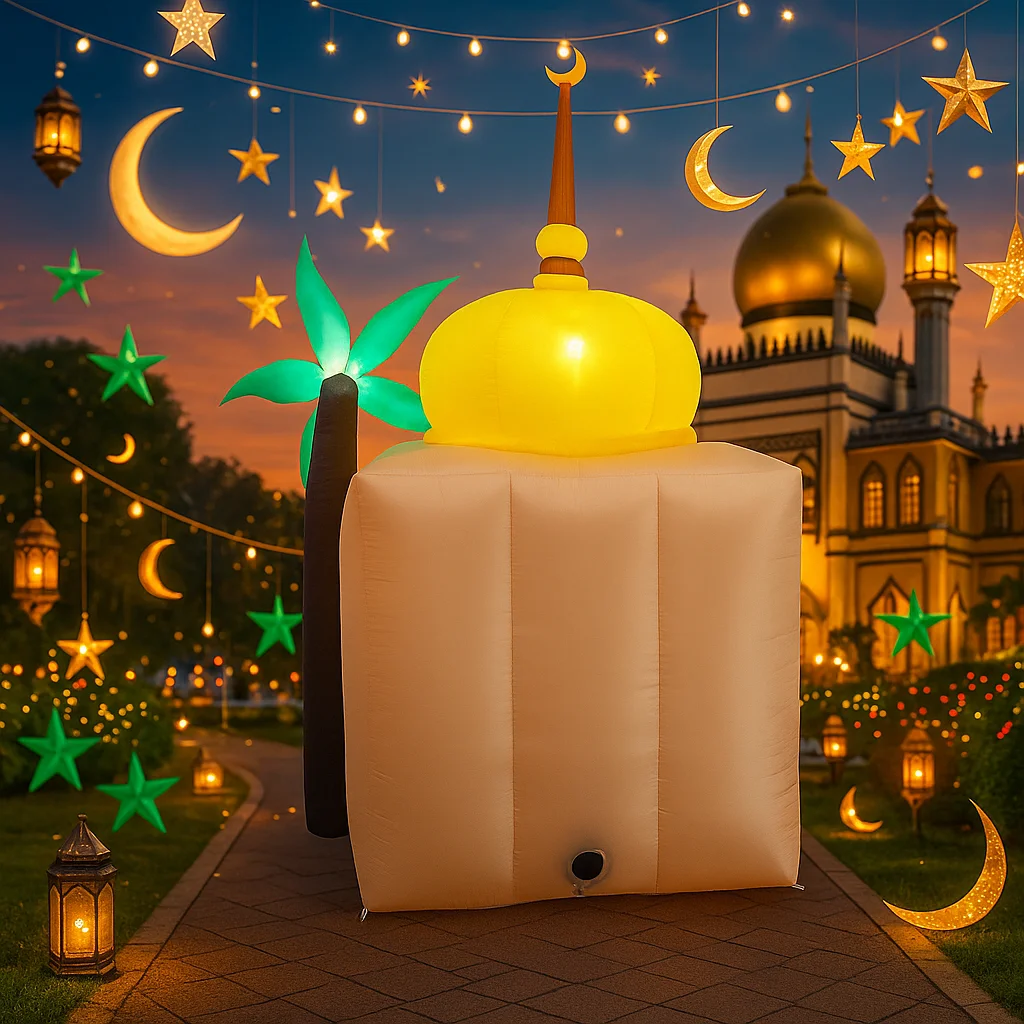 2.4M/7.8FT 무슬림 라마단 이드 풍선 장난감 DIY 축제 건축물 LED 조명 마당 장식 야외 휴일 장식품